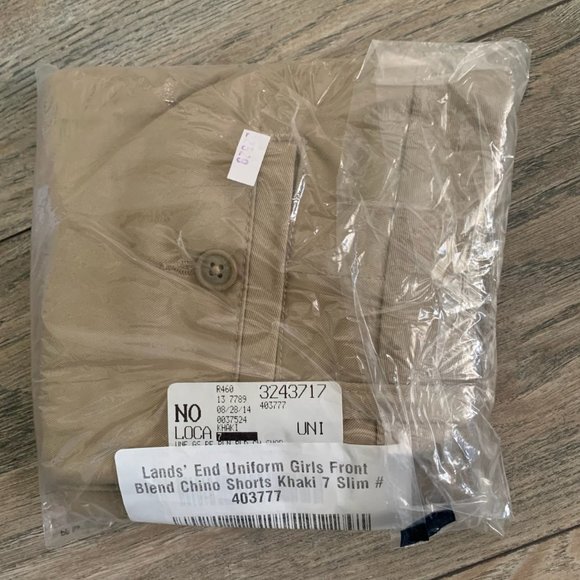 NWT LANDS' END GIRLS PLAIN FRONT BLEND CHINO SHORTS KHAKI 5, 13, 14S (SLIM) - Picture 10 of 15